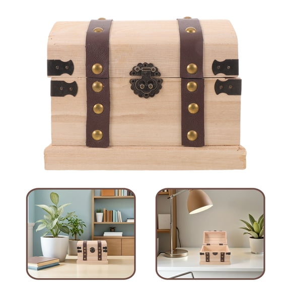 HAMPPLIES Plain Beige Wood Jewelry Holder Box for DIY Crafting Painting and Storage