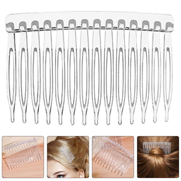HAMPPLIES Plastic Clear Hair Comb Set, 20 Pack for Bridal Veils, Events and Hair Styling