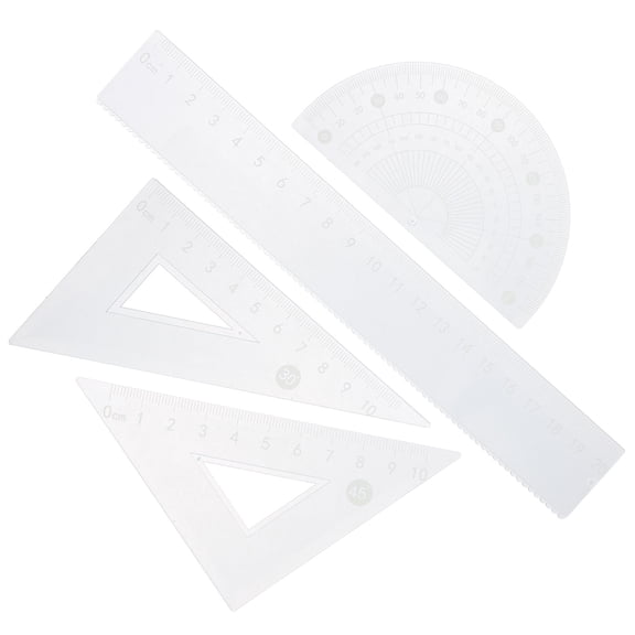 HAMPPLIES 1Set Blue Clear Plastic Ruler Set for Accurate Measuring and Drawing