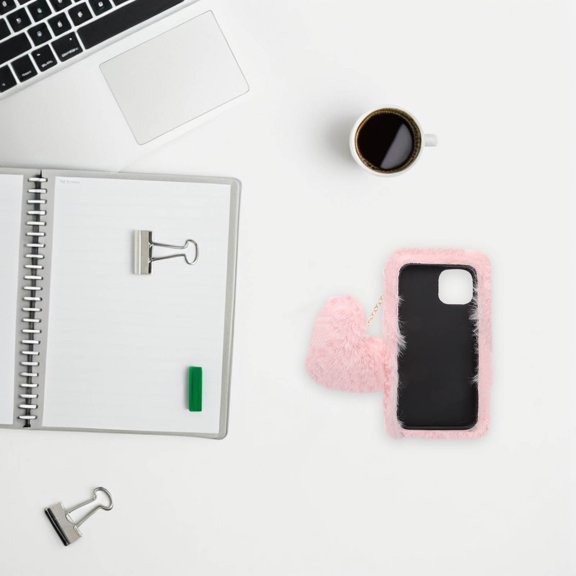HAMPPLIES Plush Pink Phone Case Soft Cozy Shell Warm Protection for Cold Weather Mobile Accessories
