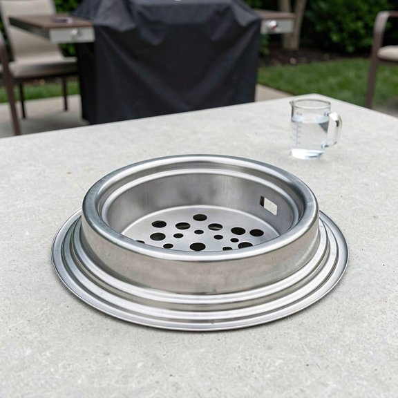 HAMPPLIES Portable Bbq Grill Stainless Steel Plated Silver Water Moat Ring for Outdoor Camping Cooking