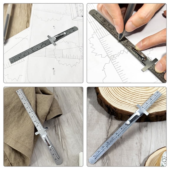 HAMPPLIES Metal Pocket Ruler Stainless Steel Straight Ruler with Detachable Clip for Sewing and Crafts