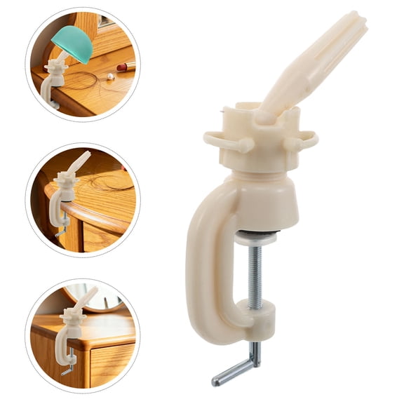 HAMPPLIES Portable White Wig Mannequin Support Stand for Hairdressing Training and Styling