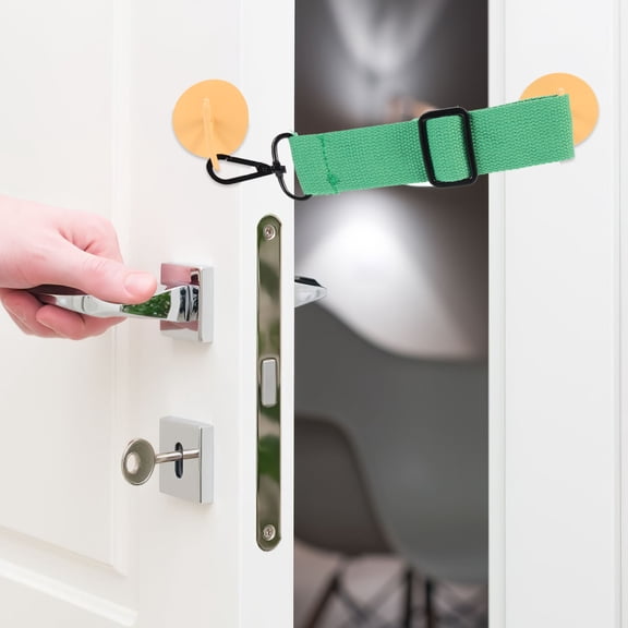 HAMPPLIES Punch Free Adjustable Green Door Strap and Latch Wear Resistant Pet Door Stopper