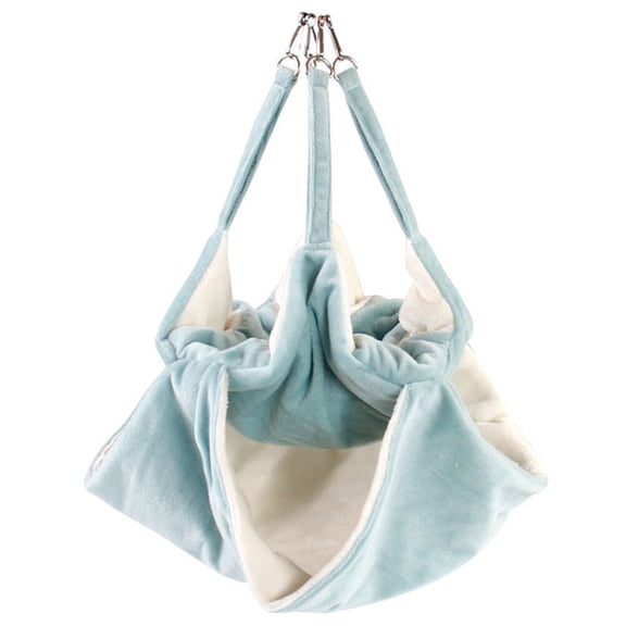 HAMPPLIES Hamster Nest Bed Blue Flannel Double Layers Soft and Warm for Climbing Pets