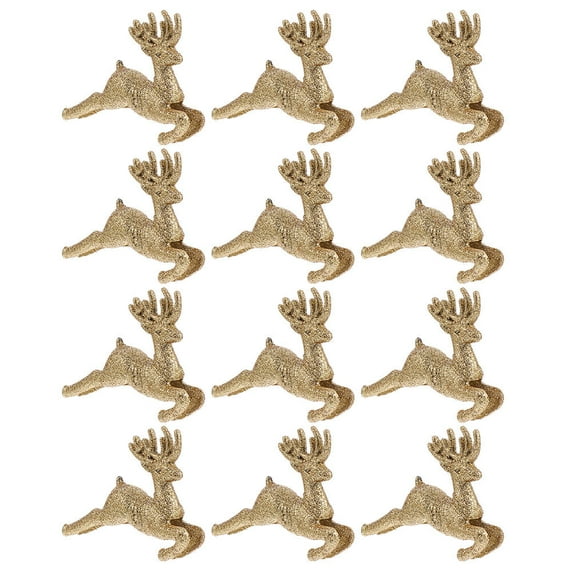 HAMPPLIES Reindeer Decorations Deer Shape Xmas Tree Toppers Golden Plastic Christmas Theme