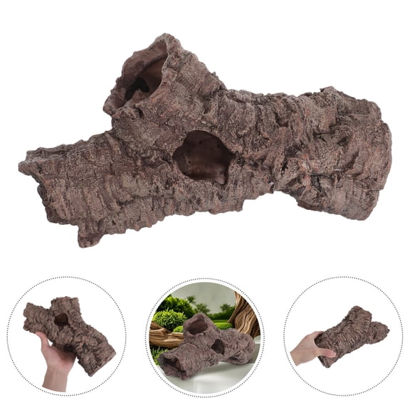 HAMPPLIES Resin Tree Trunk Reptile Hideout with 5 Holes Naturalistic Decor