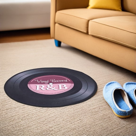 HAMPPLIES Retro Red Vinyl Record Area Rug Non Slip Washable Music Decor Rug for Home Bedroom Living Room