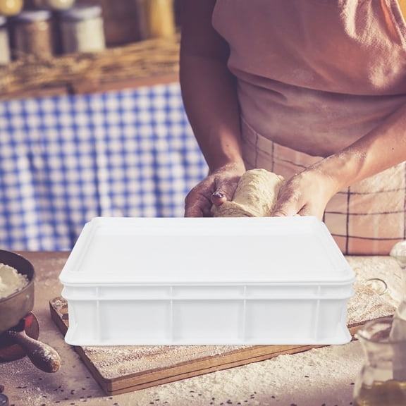 HAMPPLIES Reusable Pizza Dough Container with Protective Lid White Plastic Proofing Box for Kitchen