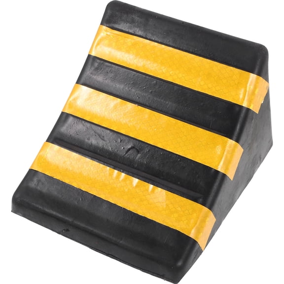 HAMPPLIES Black Rubber Wheel Chock with Triangular Slope Design for Vehicle Safety and Secure Parking