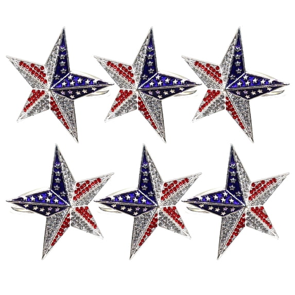 HAMPPLIES Set of 6 Star Shaped Alloy Napkins for 4th of July Party ...