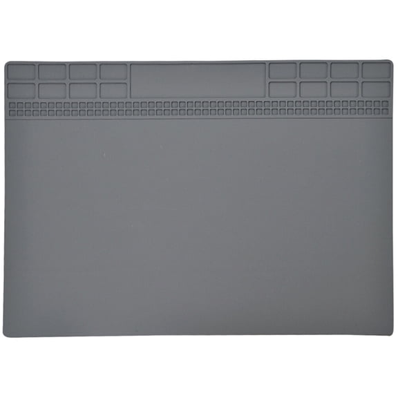 HAMPPLIES Dark Grey Silicone Soldering Mat with Grounding Work Station Desk Pad, Soft and Flexible for Electronics Repair