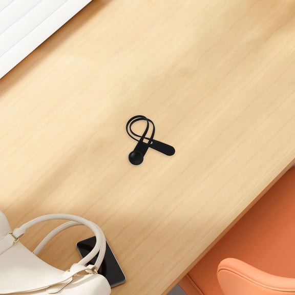 HAMPPLIES Silicone Cable Strap for Home Use, Black, Adjustable Length, Versatile Design
