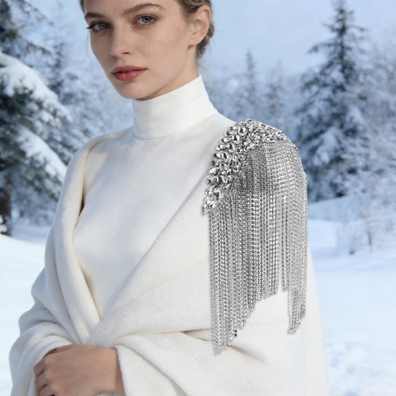 HAMPPLIES Crystal Beaded Shoulder Patches with Tassel Fringe for Costume and Craft Accessories