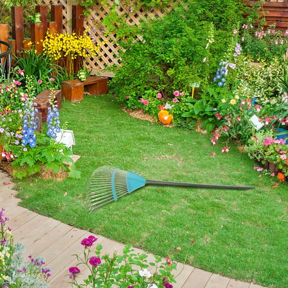 HAMPPLIES Sky Blue Lawn Rake Replacement Head with Durable Steel Wire for Effective Leaf Removal
