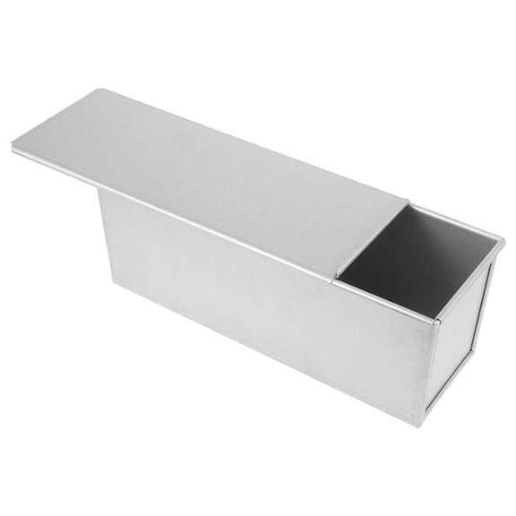 HAMPPLIES Slide Cover Bread Loaf Pan Plated Silver Metal for Baking Large Capacity Toast
