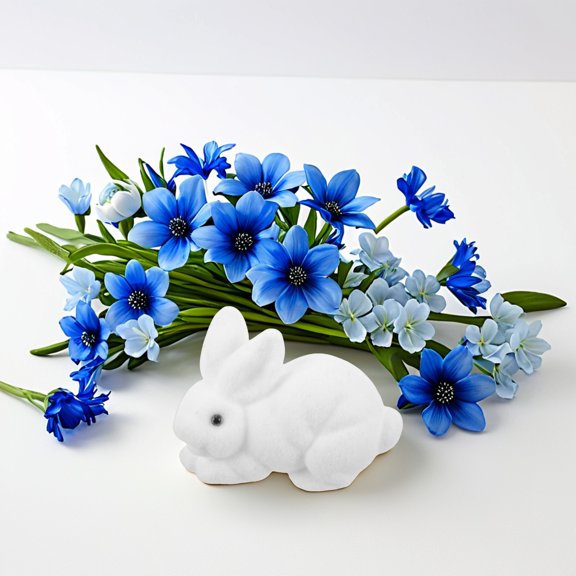 HAMPPLIES Small White Foam Rabbit Figurine Easter Decoration for Indoor and Outdoor Patio