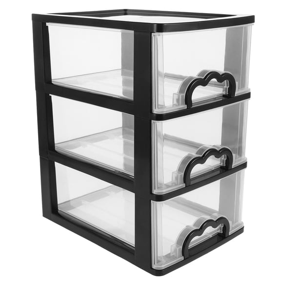 HAMPPLIES Black Stackable Plastic Storage Drawers for Desktop, Kitchen, Office, and Small Space Organization