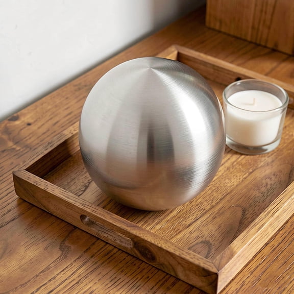 HAMPPLIES Stainless Steel Decorative Sphere Brushed Silver Ball 7 Inch