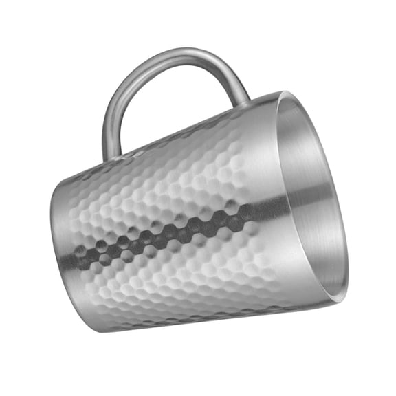 HAMPPLIES Stainless Steel Hammered Coffee Mug Double Layer Insulated Cup with Handle for Travel