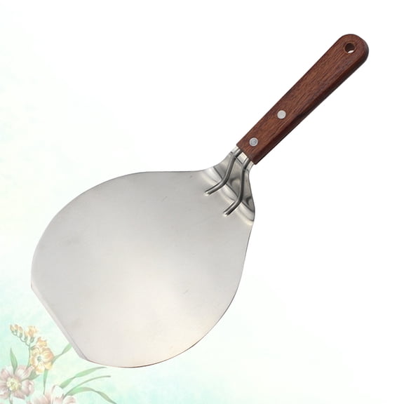HAMPPLIES Stainless Steel Pizza Transfer Shovel with Wooden Handle for Easy Sliding and Lifting