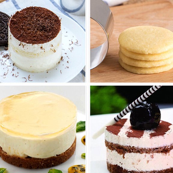 HAMPPLIES Stainless Steel Round Cake Mold for Baking Perfect Layered Desserts in Plated Silver