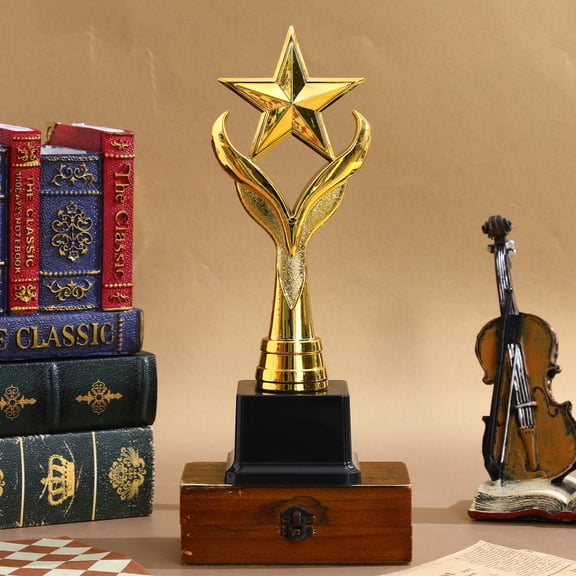 HAMPPLIES Star Shape Trophy Award with Metallic Finish Golden Color for Sports and Corporate Events