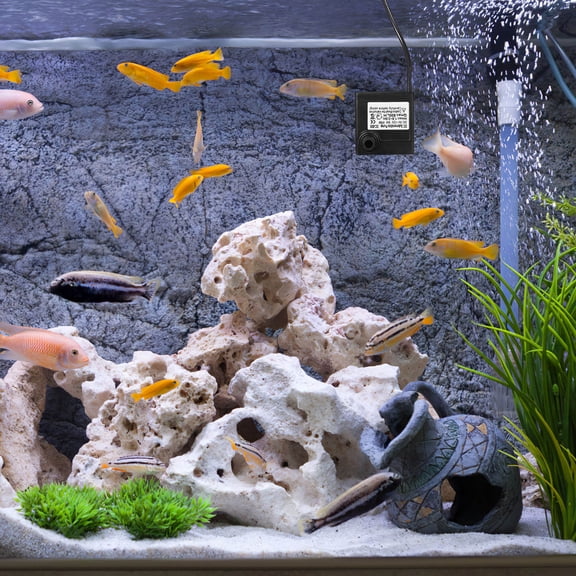 HAMPPLIES Aquarium Submersible Water Pump Black Plastic with Suction Cups and Adjustable Flow