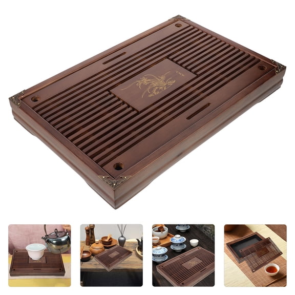 HAMPPLIES Tea Tray Rectangular Coffee Color Portable Multi Functional Serving Dish