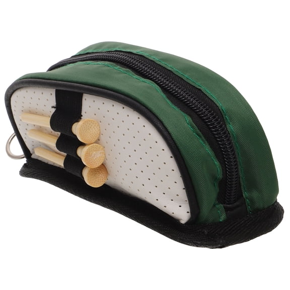 HAMPPLIES Durable Golf Ball Waist Pouch Dark Green PU Metal for Storage