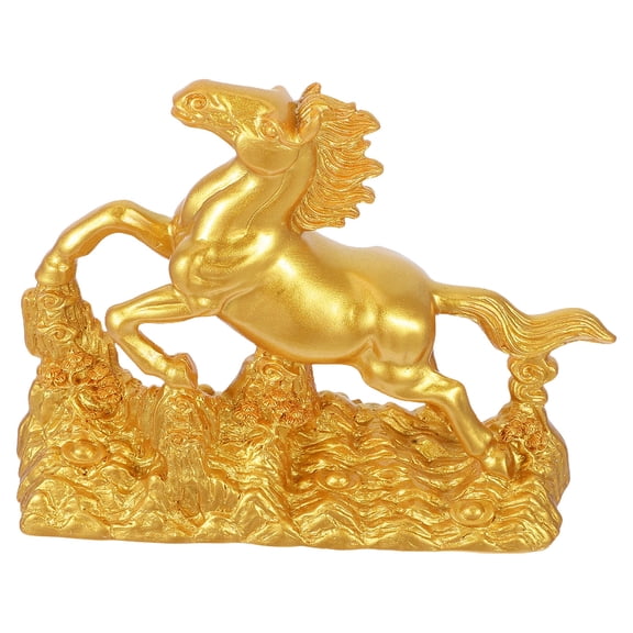 HAMPPLIES Decorative Golden Resin Horse Figurine for Living Room Office Shelf Display