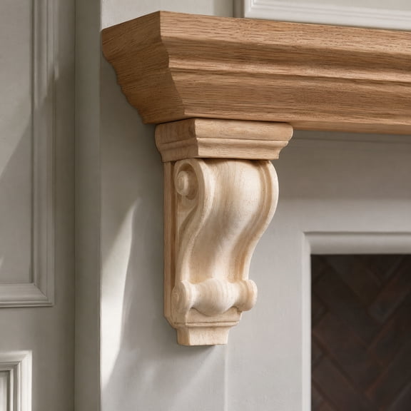 HAMPPLIES Rustic Wood Corbels Decorative Corner Molding, Farmhouse Wooden Wall Brackets for Shelves, Living Room Home Decor