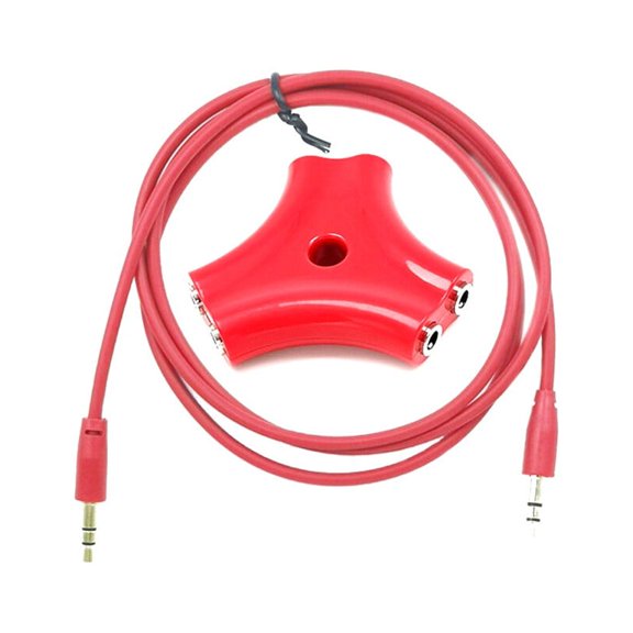 HAMPPLIES 3.5mm Earphone Splitter Adapter with 5 Ports, Unique Red Design for Sharing Audio with Cable