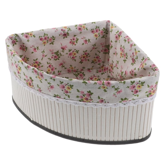 HAMPPLIES Handcrafted White Bamboo Corner Hamper Basket, Multipurpose and Space-Saving Design