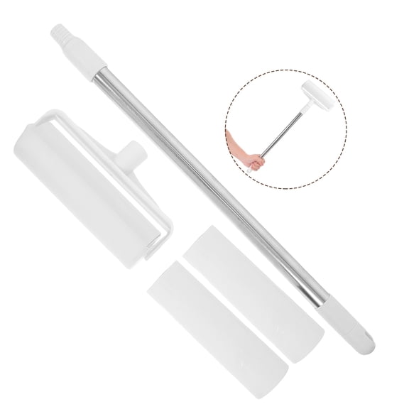 HAMPPLIES White Telescopic Lint Roller for Home Use with Large Adhesive Roller and Easy Sheet Replacement