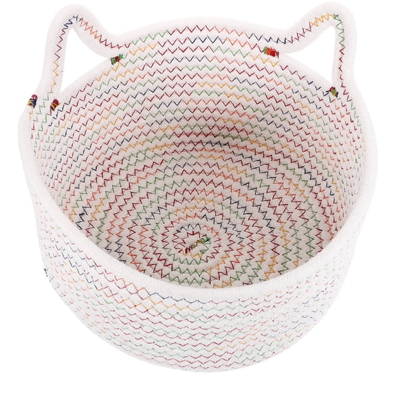 HAMPPLIES White Woven Storage Baskets 11.8 x 5.5 x 5.5 Inches for Home Organization and Storage Solutions