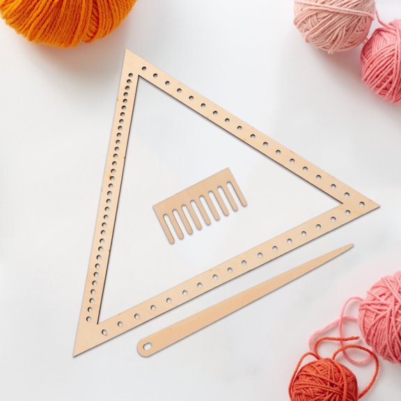 HAMPPLIES Wooden Weaving Loom Board for Handcraft Crafting Triangular Tool