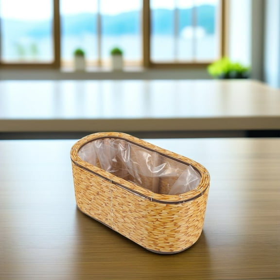 HAMPPLIES Woven Planter Basket 1Set for Storage Light Brown 10.2x5.3in Plastic Wood