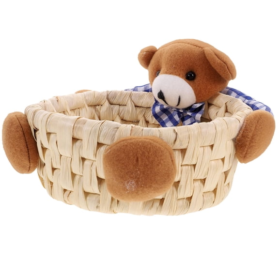 HAMPPLIES Home Storage Basket Woven Organizer Cartoon Bear Multi 1Pack 8.3X7.3X4.9In