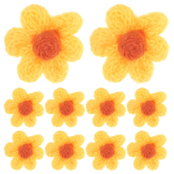 HAMPPLIES Yarn Flower Patch 10Pcs Embroidered Fabric Patches For Clothes And Hats