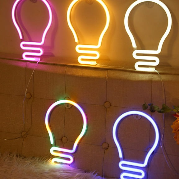 HAMPPLIES Yellow Light Bulb Neon Lamp for Decor Stylish PVC Design Fits Desktop or Party 1 Set
