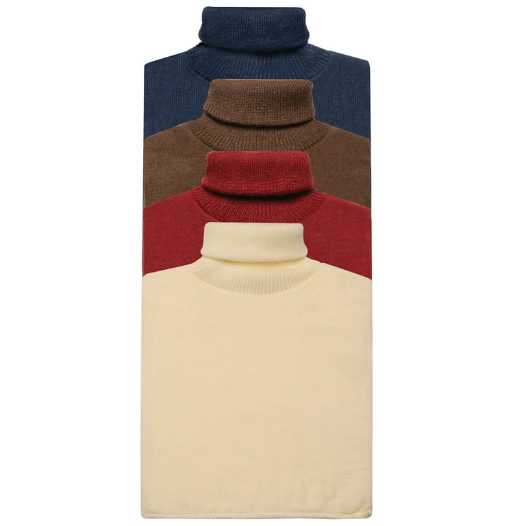 HAMPTON DIRECT Unisex Fake Turtleneck Dickies Dickie Collar Set of 4 -  Regular - Navy/Brown/Burgundy/Cream 