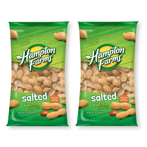 HAMPTON FARMS Salted Peanuts in Shell, 10 oz Bags, 2 Pack