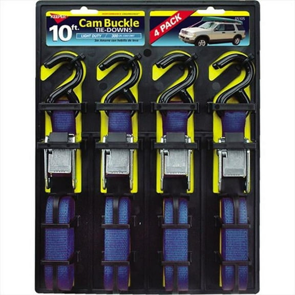 HAMPTON PROD 5105 10 Ft. X 1 In. Cam Buckle Tie-Down With S-Hooks- 4 Pack