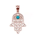 thumbnail image 1 of HAMSA HAND WITH TURQUOISE EVIL EYE PENDANT NECKLACE :  10K  Pendant with 20" chain, 1 of 1