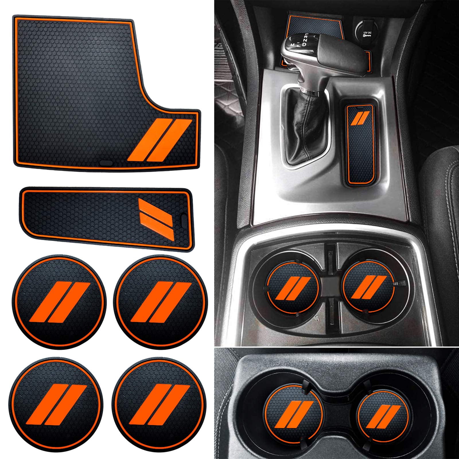 11-Piece Silicone Cup Holder & Console Liners For Dodge Challenger 2015-2023 - Blue, Anti-Slip - View #6