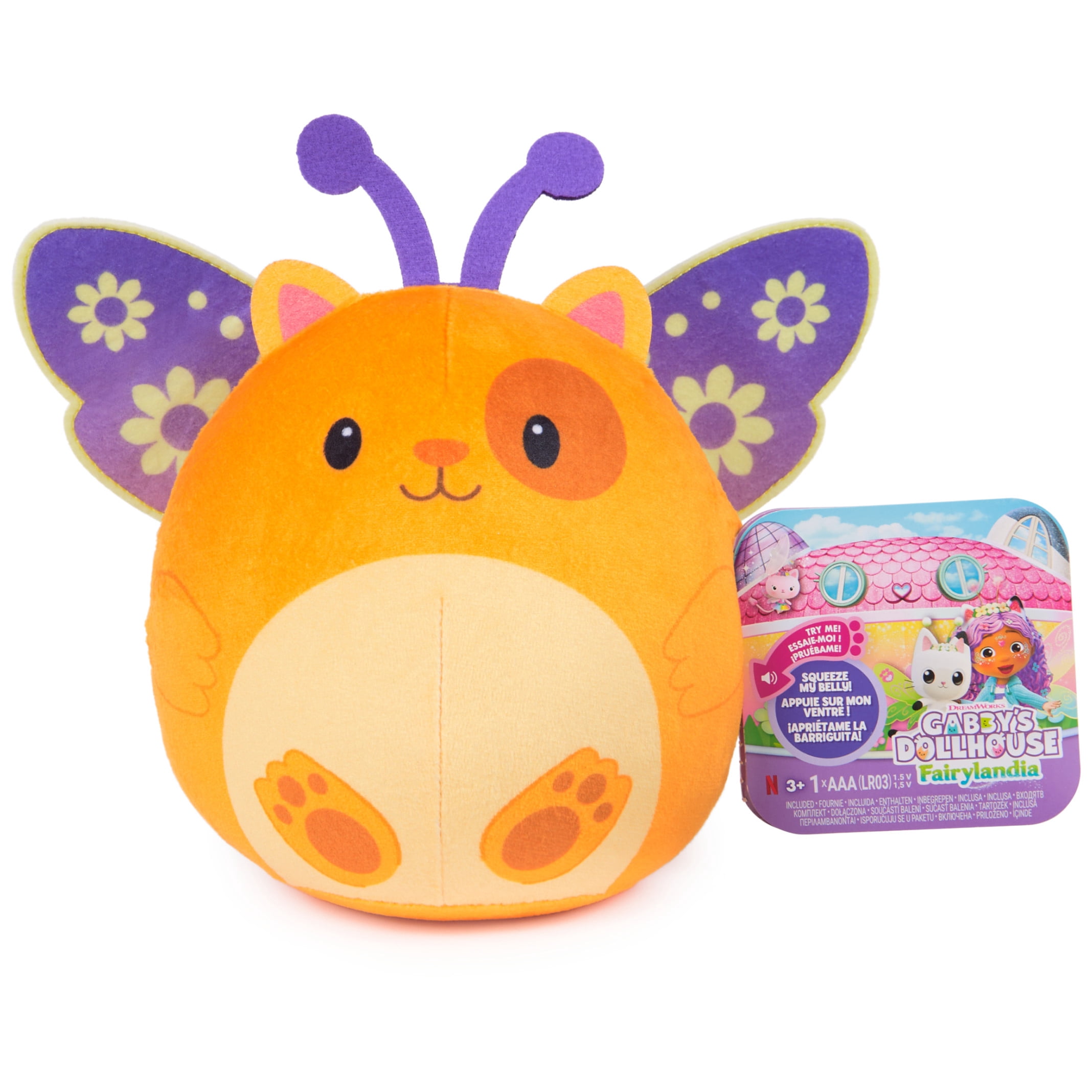 Gabby’s Dollhouse Fairylandia Official Hamster Kitties Plush Toys, Cat Stuffed Animal, Sensory Toys for Ages 3 & Up, Brown/Orange