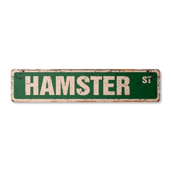 HAMSTER Vintage Aluminum Street Sign race wheel tricks shavings litter rustic metal tin | Indoor/Outdoor |  24" Wide