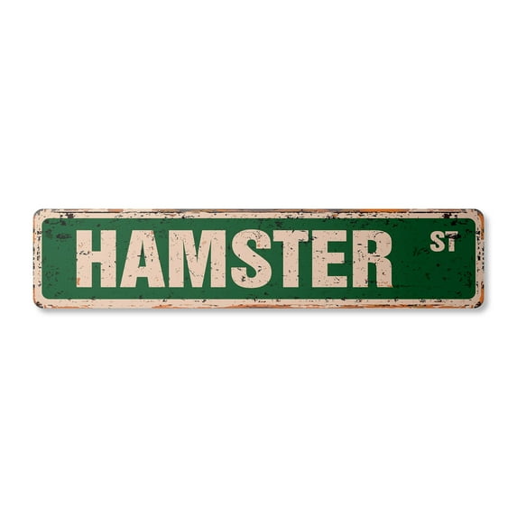 HAMSTER Vintage Plastic Street Sign race wheel tricks shavings litter | Indoor/Outdoor |  36" Wide