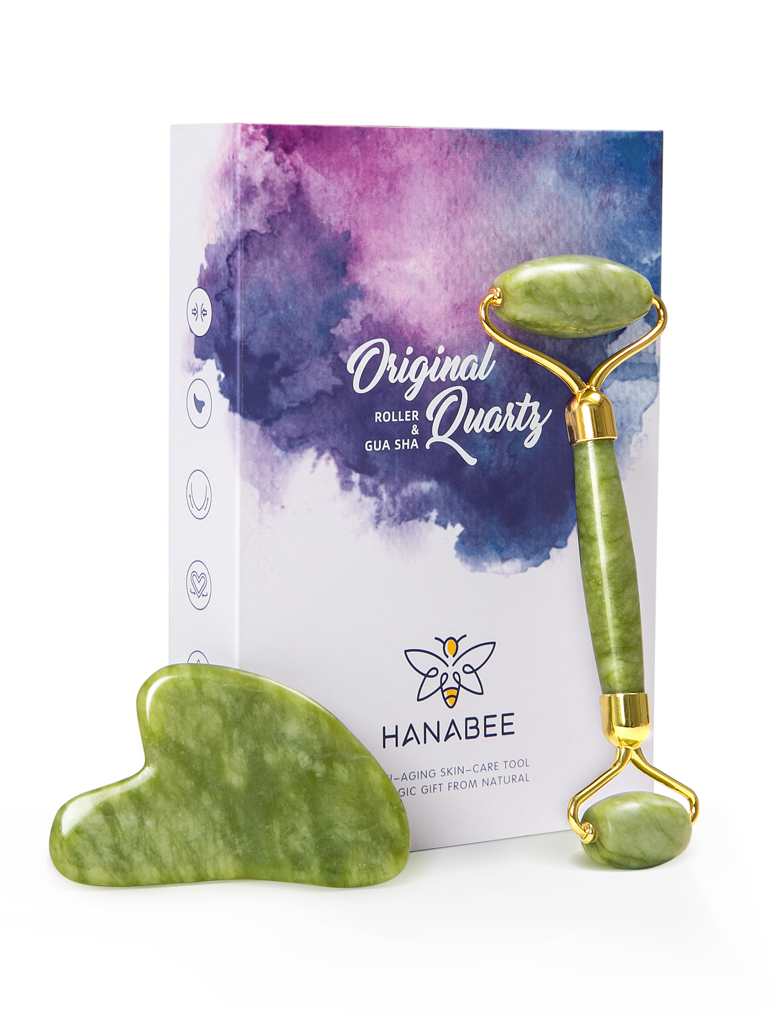 HANABEE Women Gua Sha Jade, Face Roller for Puffy Eyes, Facial Kit Gift - image 1 of 7